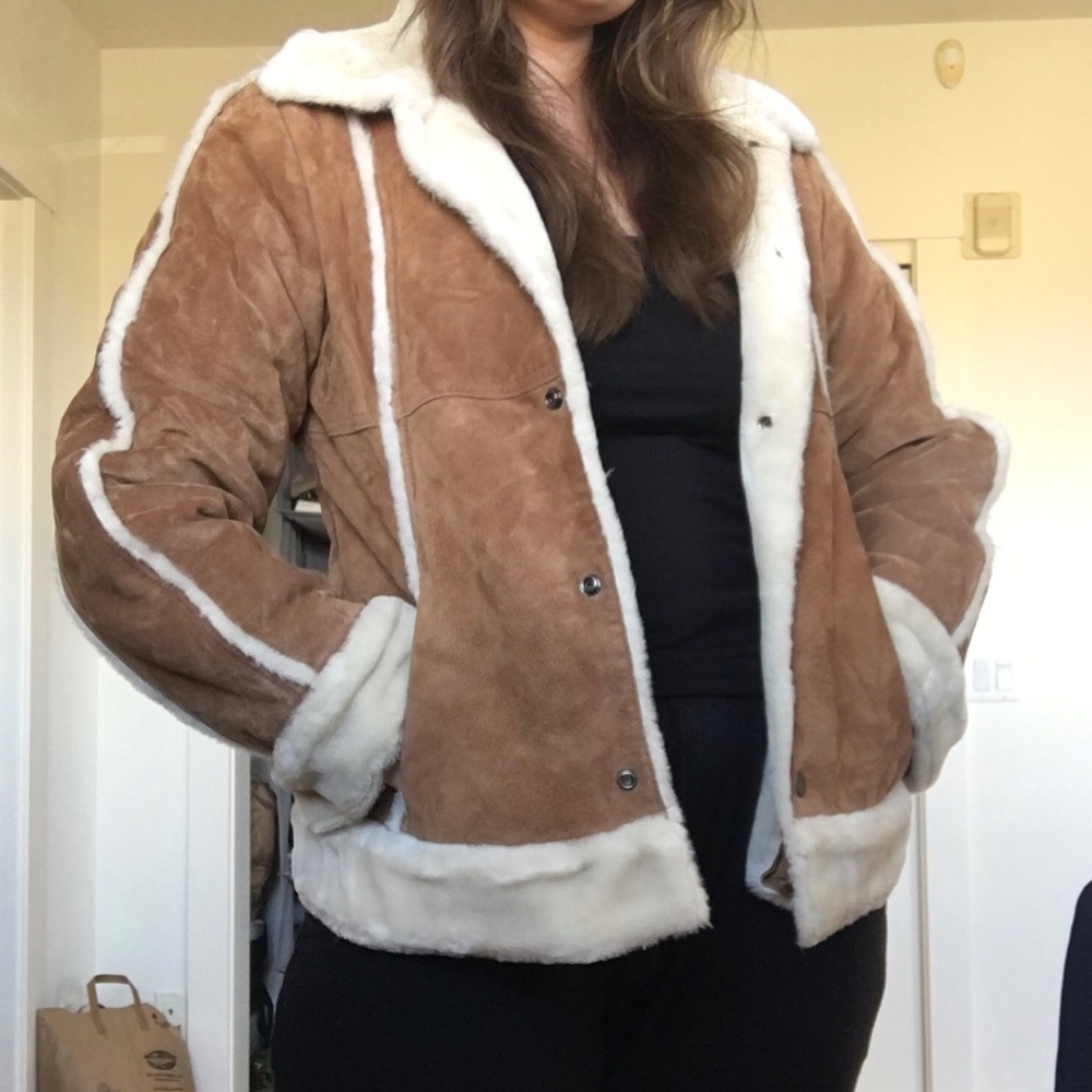 *MOVING SALE* Tan Suede Faux Shearling Jacket